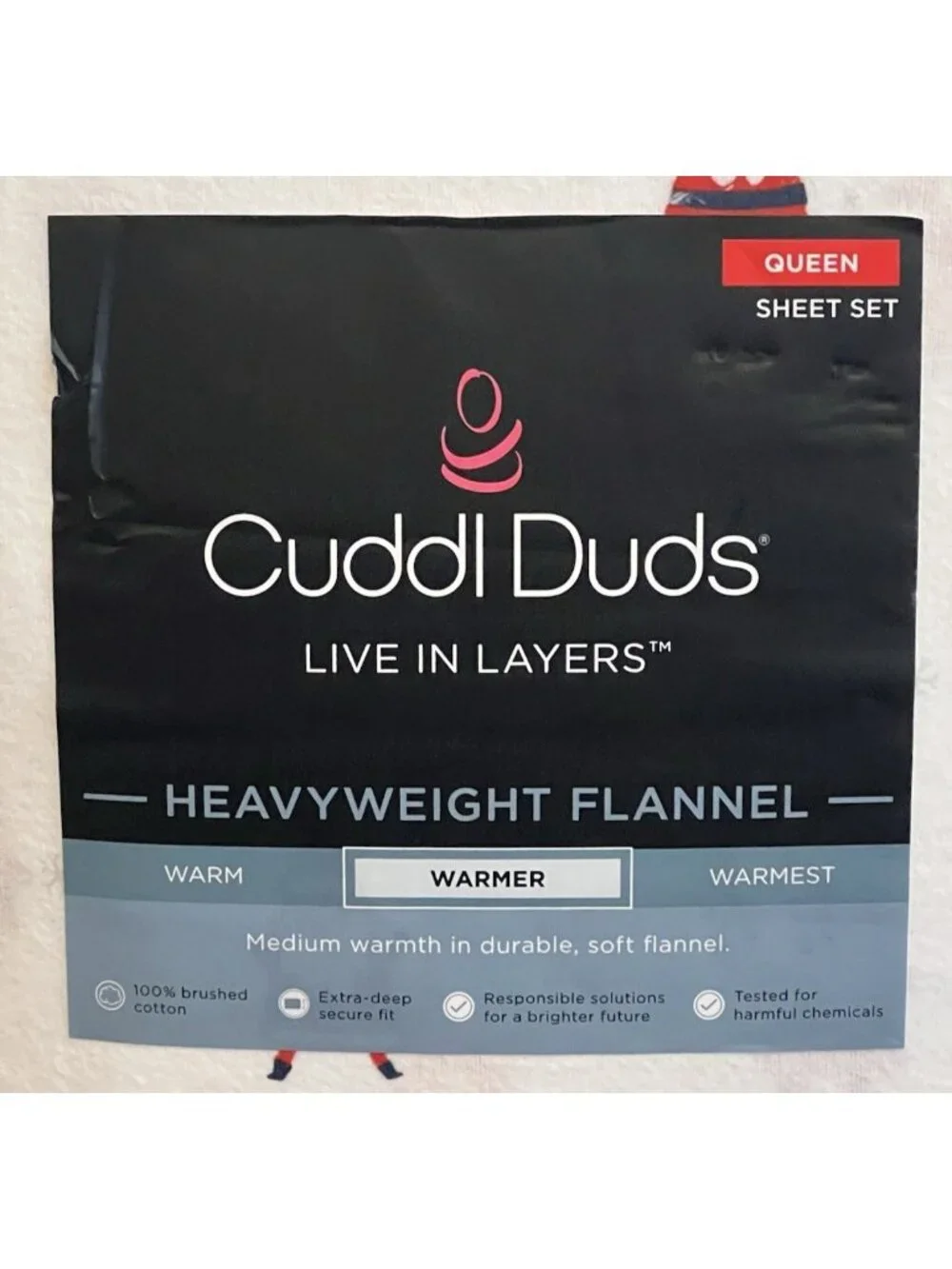 Cuddl Duds Queen Heavyweight Flannel Sheet Set Christmas Santa Reindeer NWT